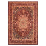 Bareens Designer Rugs - Antique Vegetable Dyed Marsha Aubergine/Blue Wool Rug - 8'3'' x 9'11'' - Designed with mesmerizing intricacy and gorgeous color palette, this hand-knotted masterpiece demonstrates the beauty and electrifying thrill of Pak Persian art. These meticulously hand-knotted Pak-Persian rug is made with pure wool and features breathtaking traditional, transitional, and tribal designs in bold luxurious color pallets. Known for their intricate designs these rugs are a reproduction of Persian rugs, made in Pakistan with unique Mughal designs. Made by master weavers using the same Persian texture, design and dying technique, we wanted to produce the most significant manifestation of Persian art, life, and culture. This rug is most famous for its exceptional quality, incredible designs, patterns, and vibrant rich color. Pak-Persian rugs made with Persian weave with high knot counts, which enables the high intricacy and detail found in the patterns are also referred to as "State of art", each color adds a rich beautiful detail in the artwork of this rug. The design, color, and beautiful chromatic composition with a vibrant sheen with intricate designs, exude beauty, elegance, and quality make this rug a masterpiece of its own.