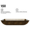 VIGO Rectangular Copper Glass Vessel Bathroom Sink