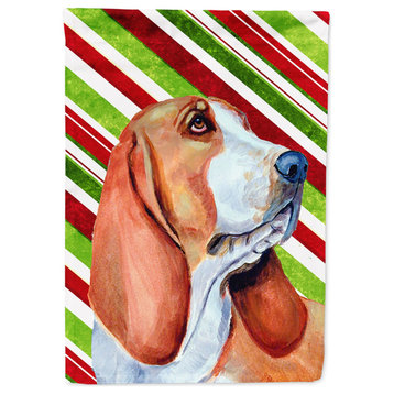 Lh9242Chf Basset Hound Candy Cane Holiday Christmas Flag Canvas