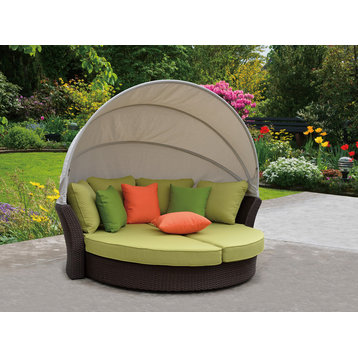 Coutyard Casual Green Eclipse Outdoor Expandable Oval Daybed with Canopy