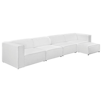 Mingle 5-Piece Upholstered Fabric Sectional Sofa Set, White