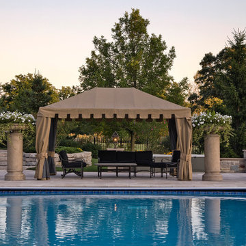 Lake Forest, IL Swimming Pool and Raised Hot Tub with Laminar Fountains