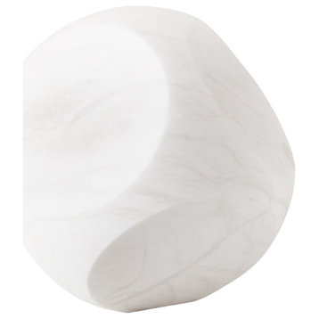 Square Alabaster Object, White