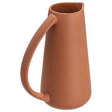 Modern Stoneware Pitcher, Matte Terracotta