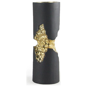 Molten Candle Holder, Black / Gold, Small