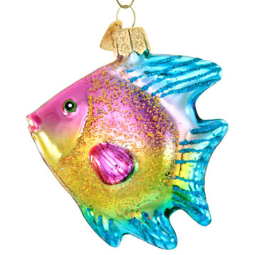 Tropical Angelfish - One Ornament 3.25 Inch, Glass - Ornament Ocean 12383.PINK