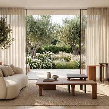 Modern Luxury Living Room with Solid Wood Furniture - Teak & Mahogany