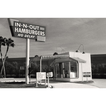 Vintage In-N-Out Burger Stand, California Black and White Photography, 16"x24"