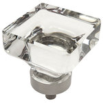 Cosmas - Cosmas 6377SN Satin Nickel and Glass Square Cabinet Knob, Clear Glass - Manufacturer: Cosmas