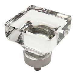 Cosmas - Cosmas 6377SN Satin Nickel and Glass Square Cabinet Knob, Clear Glass - Cabinet And Drawer Knobs