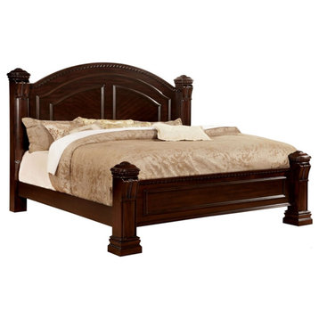 Furniture of America Oulette Transitional Wood Cal King Panel Bed in Dark Cherry