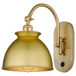Innovations Lighting - Ballston Adirondack 1-Light 8" Sconce-Arm Swivels Side To Side, Satin Gold - A truly dynamic fixture, the Ballston fits seamlessly amidst most decor styles. Its sleek design and vast offering of finishes and shade options makes the Ballston an easy choice for all homes.