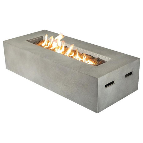 Living Source International 42"W Stone Propane Fire Pit Table in Concrete Gray