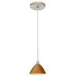 Besa Lighting - Besa Lighting 1XT-1743OK-SN Domi-One Light Cd Pendant with Flat Canopy-5 Inche - Canopy Included: Yes  Canopy DiDomi-One Light Cord  Oak Glass *UL Approved: YES Energy Star Qualified: n/a ADA Certified: n/a  *Number of Lights: 1-*Wattage:50w Halogen bulb(s) *Bulb Included:Yes *Bulb Type:Halogen *Finish Type:Bronze