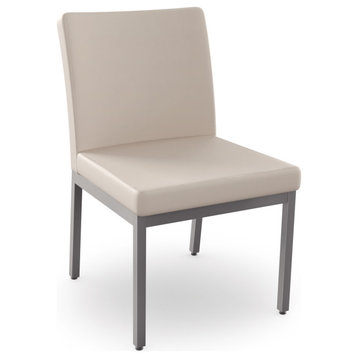 Amisco Perry Dining Chair, Cream Faux Leather / Metallic Grey Metal