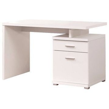 Benzara BM156222 Gorgeous white Wooden desk with cabinet
