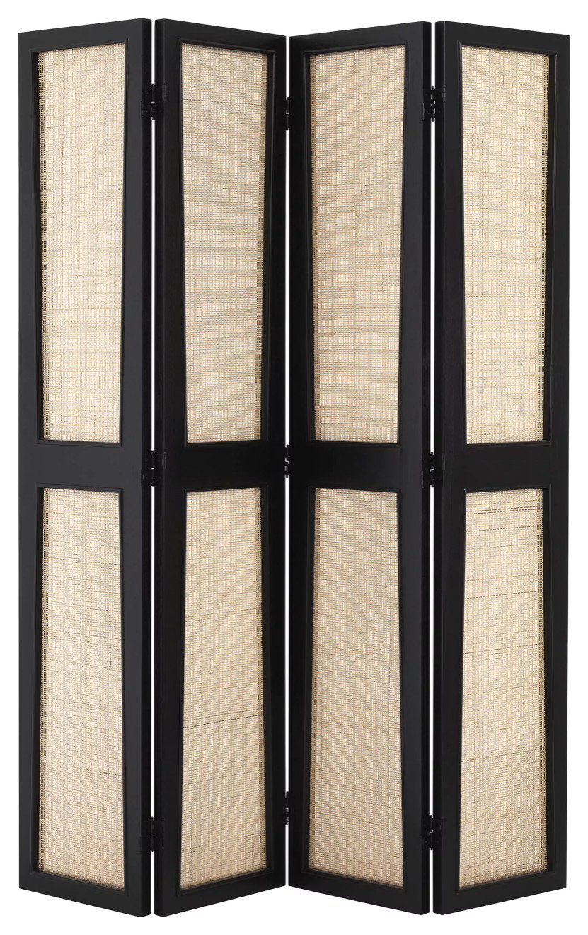 Black Rattan Cane Room Divider Eichholtz Juliane Tropical Screens