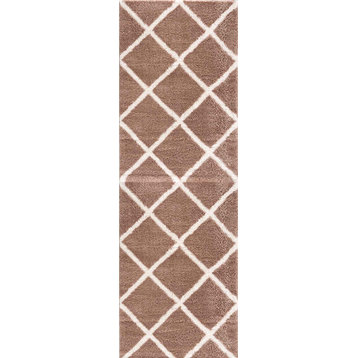 Rug Branch Contemporary Boho Shag Brown White Indoor Area Rug - 6'x9'