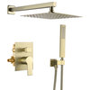 One Handle High Pressure Shower Faucet with Hand Shower and Brass Valve, Brushed Gold, 12inch