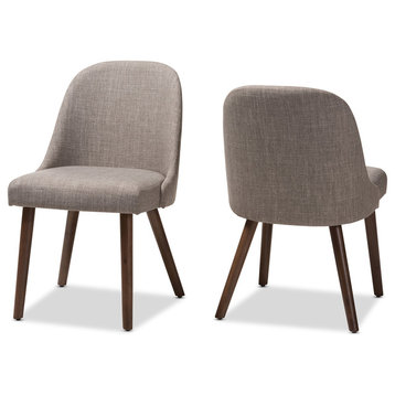 Cody Walnut Finished Wood Dining Chair, Set of 2, Light Gray