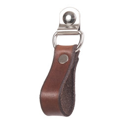 Walnut Studiolo - Leather Drawer Pull, The Burnside, Dark Brown, Small, Nickel - Cabinet And Drawer Handle Pulls