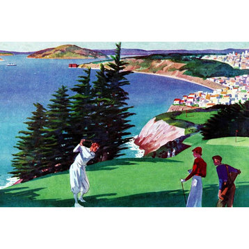 "Golfing in San Francisco" Painting Print on Canvas by Artist Unkown