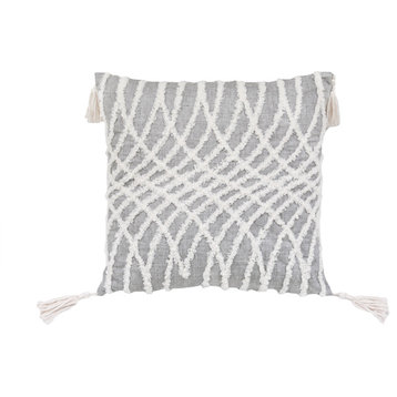 Corded Embroidered Optical Illusion Decorative Pillow, Gray