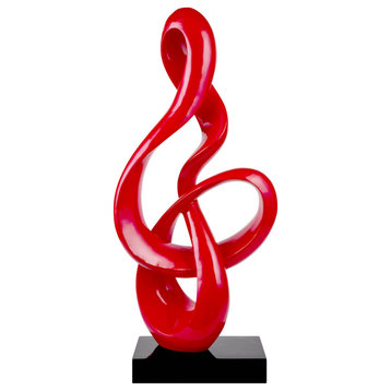 Abstract Fire Resin Sculpture, Red, Small - Size 23" x 11" x 8"