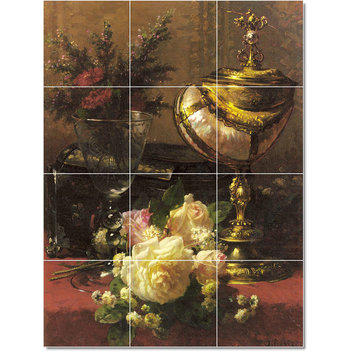 Jean Baptiste Robie Flowers Painting Ceramic Tile Mural #165, 18"x24"