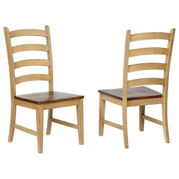 Sunset Trading Brook 18" Wood Ladder Back Dining Chairs in Cream (Set of 2)