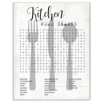 Stupell Industries Kitchen Word Search Fun Family Word Design, 13"x19", Wood