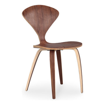 Manta Modern Walnut Wood Dining Chairs, Set of 2