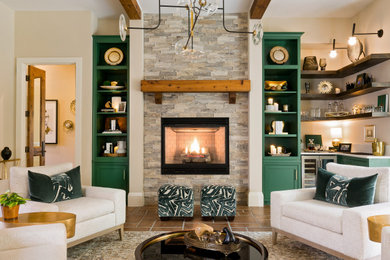 Design ideas for a transitional living room in Raleigh.