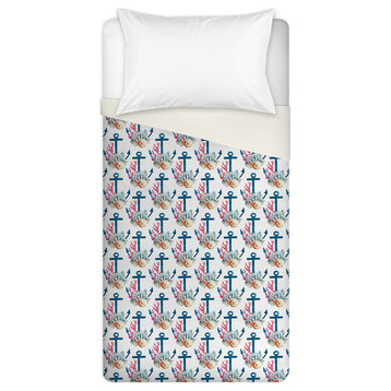 Coral Anchor Pattern Twin Duvet Cover