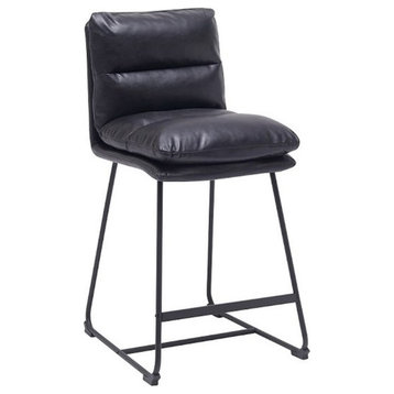 Plata Import Lana 26" Counter Stool in Black Faux Leather (Set of 2)