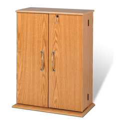 Prepac Small Deluxe Storage with Lock in Oak and Black - Media Cabinets