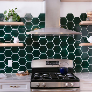 Evergreen Hexagon Kitchen Backsplash