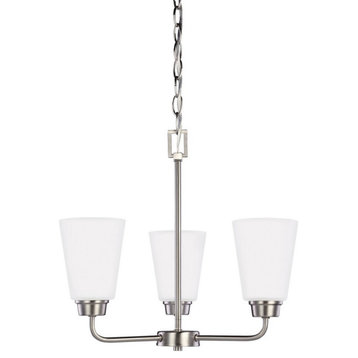9.5W Three Light Chandelier-Brushed Nickel Finish-Incandescent Lamping Type