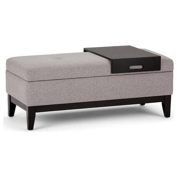 Multifunctional Coffee Table/Ottoman, Removable Tray, Cloud Gray