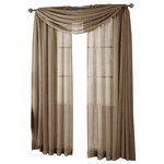 Royal Tradition - Abri Single Rod Pocket Sheer Curtain Panel, Mocha, 50"x84" - Want your privacy but need sunlight? These crushed sheer panels can keep nosy neighbors from looking inside your rooms, while the sunlight shines through gracefully. Add an elusive touch of color to any room with these lovely panels and scarves. Sheers enhance the beauty of windows without covering them up, and dress up the windows without weighting them down. And this crushed sheer curtain in its many different colors brings full-length focus to your windows with an easy-on-the-eye color.