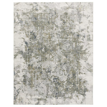 Weave & Wander Halton Contemporary Marble Rug, Silver/Gray, Ivory, 8'x10'