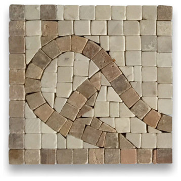 Marble Mosaic Border Bathroom Accent Tile Vine Yellow 4x4 Tumbled, 1 piece