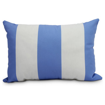 Decorative Striped Outdoor Throw Pillow, Light Blue, 14"x20"