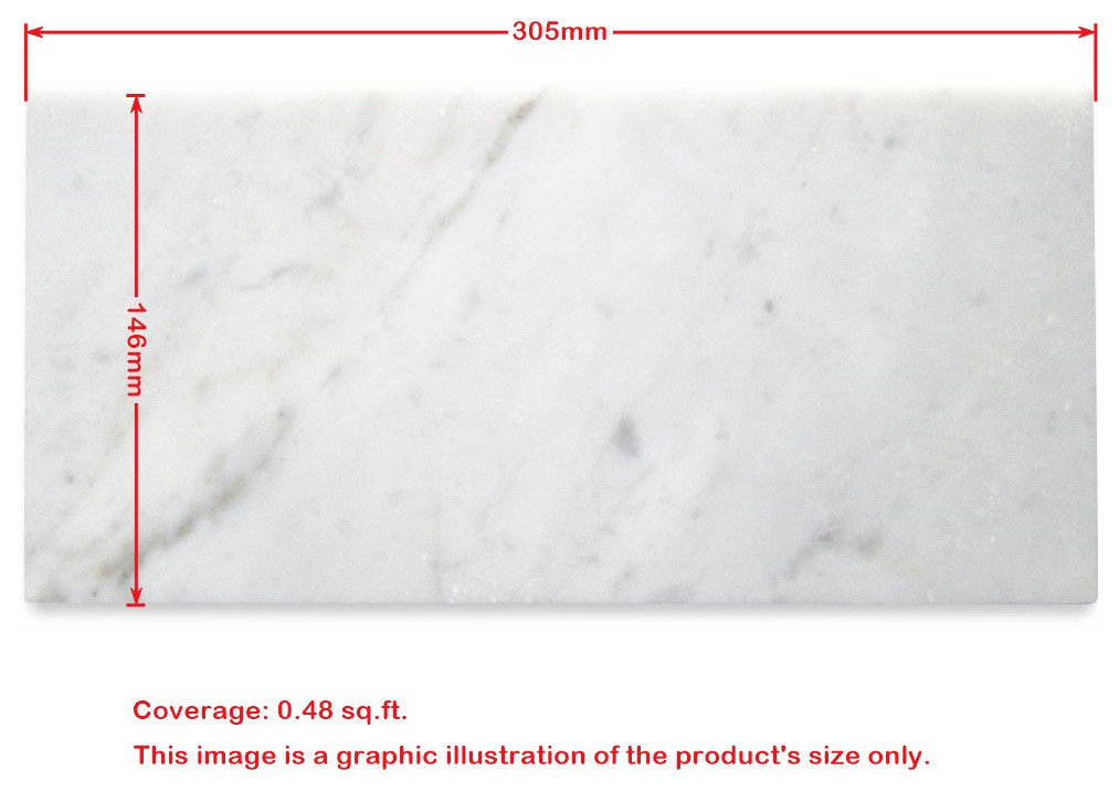 6x12 Carrara Venato Marble Subway Tile Honed Bianco White Carrera, 100 sq.ft.