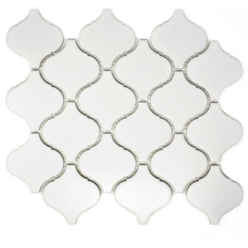 11"x9.5" Kenzie Porcelain Mosaic Tile Sheet, White