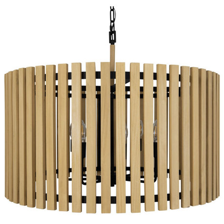 Suratto Eight Light Pendant, Matte Black/Honey Blonde