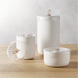ventura white ceramic canisters | CB2 - Bathroom Accessory Sets