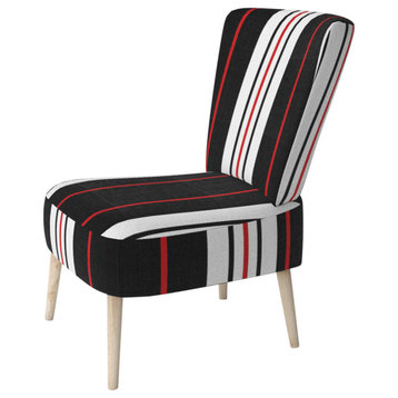 Black and White Striped Pattern Chair, Side Chair