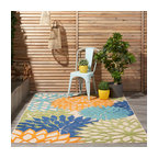Aloha Green 5 ft. x 8 ft. Floral Contemporary Indoor/Outdoor Area Rug