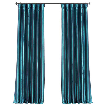 Mediterranean Faux Solid Taffeta Curtain Single Panel, 50"x84"